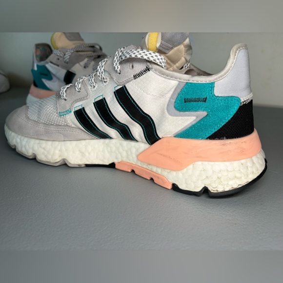 Adidas Men’s Nite Jogger White Hi-Res Aqua Size 12 - Picture 10 of 12